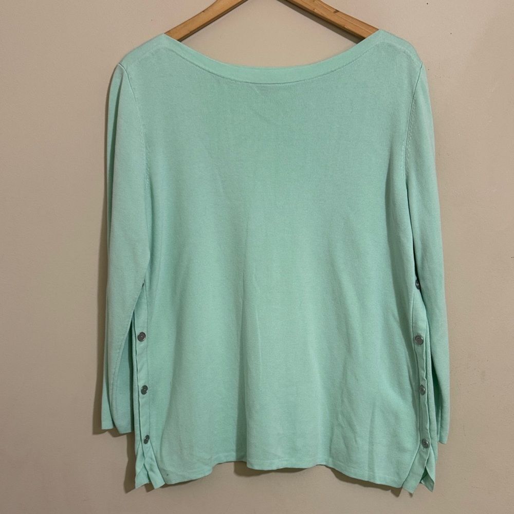 Talbots Mint Green Blouse with Side Buttons